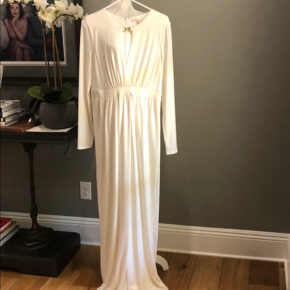 (Sold) Halston Heritage Slit Jersey Gown Chalk - Picture 7 of 14